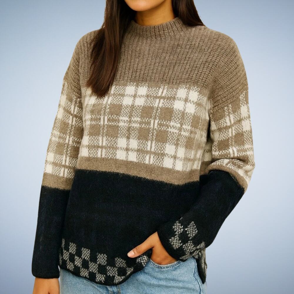 Urban Outfitters Silence + Noise Gunner Plaid Mock Neck Sweater XS/S